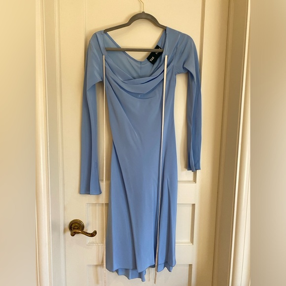 Tae Park Present Dress Sky Blue Size Small 100% Silk Bow tie dress - Picture 3 of 12